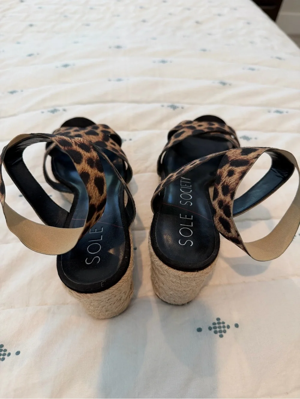 Sole Society Leopard Print Espadrille Wedge Sandals - Women